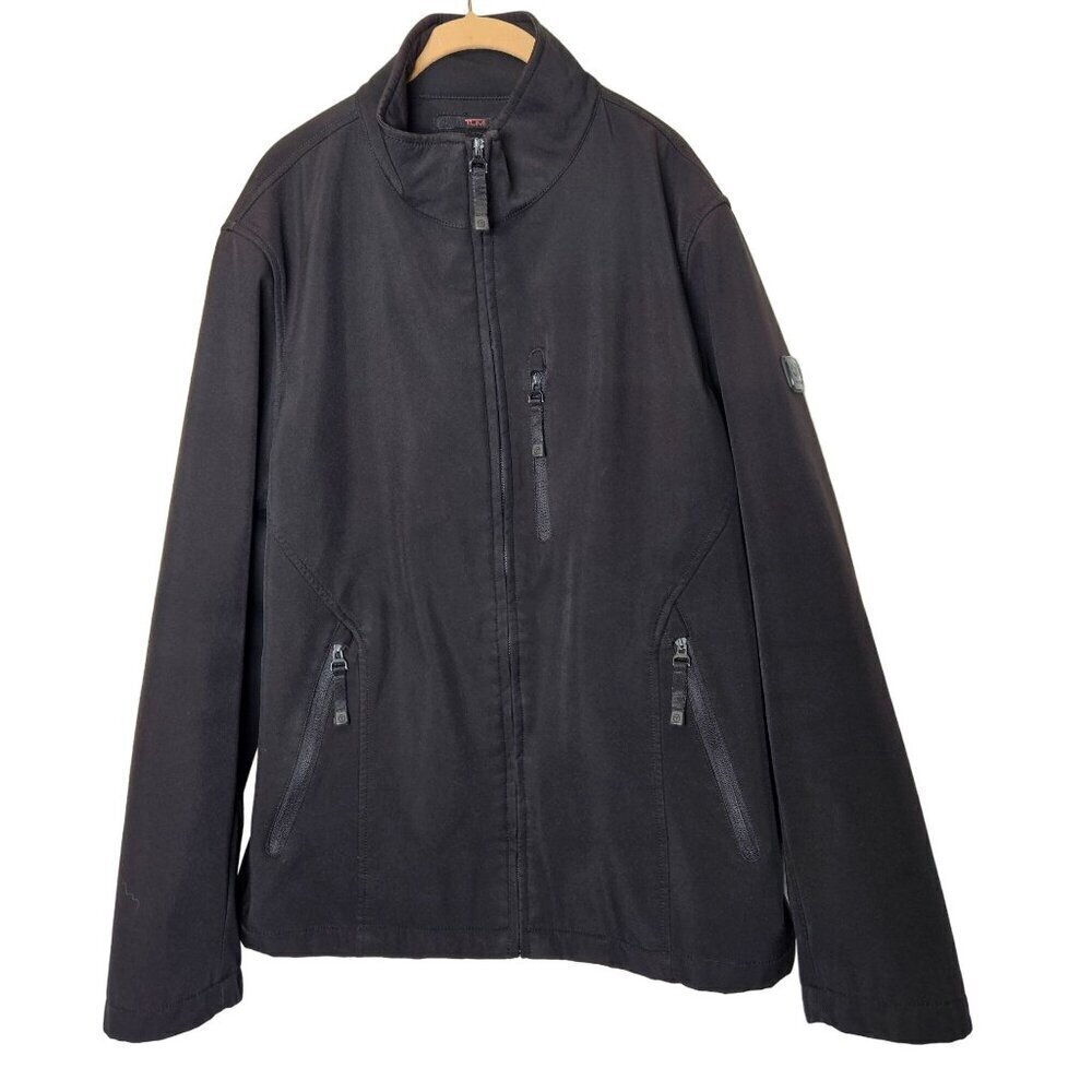 Tumi Tech Men's Black Jacket‎ Full-Zip Multiple Pockets Softshell Size L
